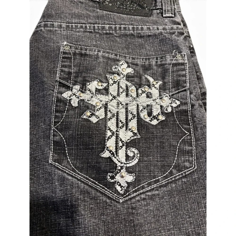 Vintage Southpole Shorts Mens 38 Black Y2K Wide Leg BAGGY Grunge Skater Crosses
